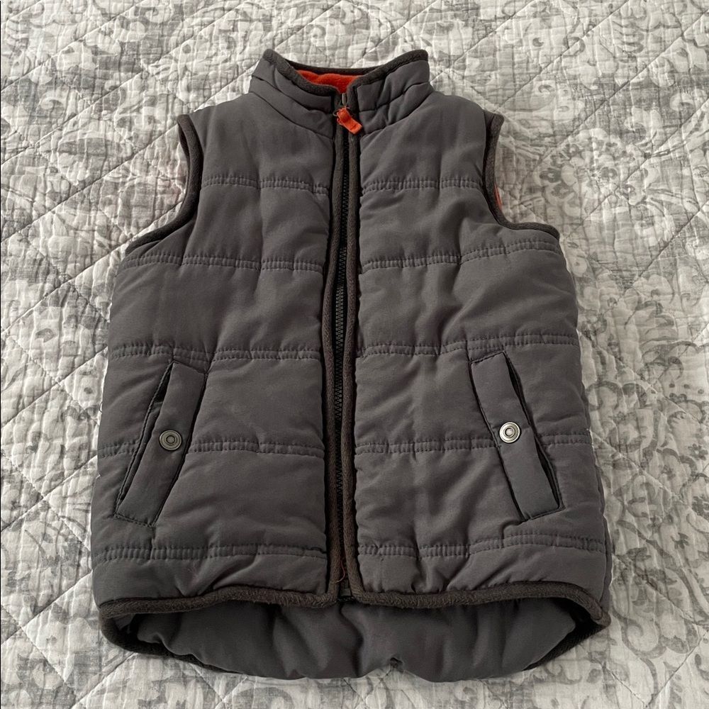 Carter’s Gray Puffer Vest with Orange Accents size 5